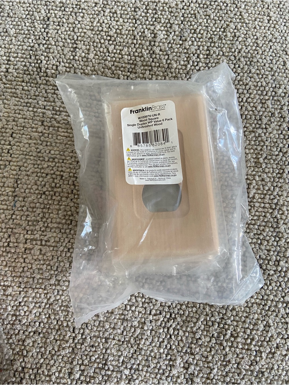 6 pack Franklin Brass Unfinished Wood Single Duplex Wall Plate